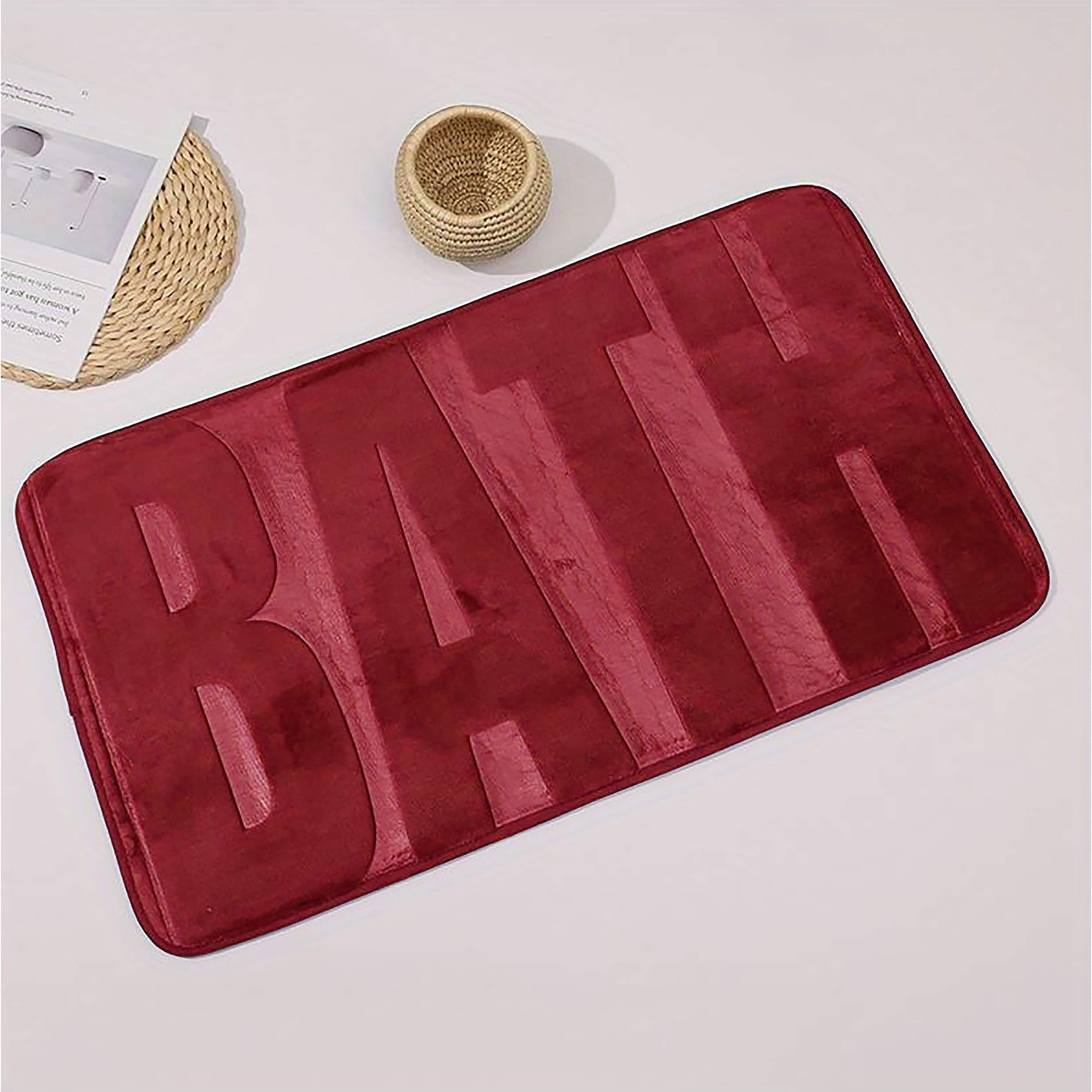 16"x24" Red Bath Words Memory Foam Soft Comfortable Ultra Absorbent